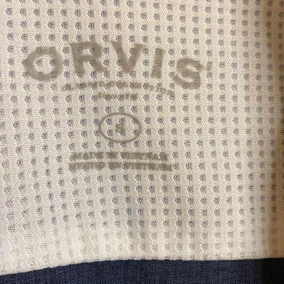 ORVIS Button Up Shirt Heather Navy Blue Flap Pocket Collared Classic Collection - Picture 4 of 5